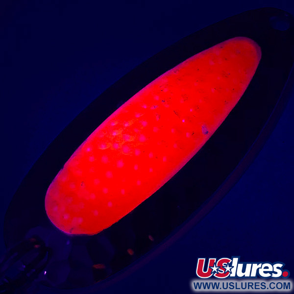  Nebco Pixee UV (світиться в ультрафіолеті), карбований нікель/рожевий, 14 г, блесна коливалка (колебалка) #5364