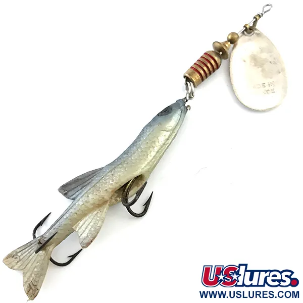  Блесна Mepps Aglia 3 Mino (з гумовою рибкою), срібло/білий/чорний, 10 г, блешня оберталка (вертушка) #5381