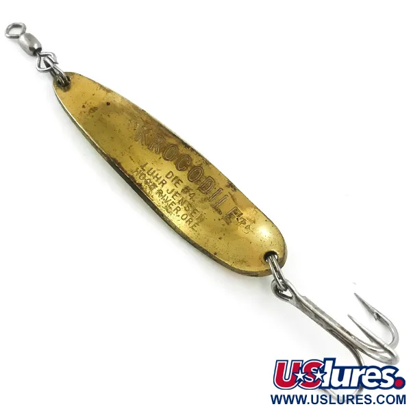 Luhr Jensen Krocodile DIE #4 UV (світиться в ультрафіолеті), жовтий/червоний/золото, 19 г, блесна коливалка (колебалка) #5523