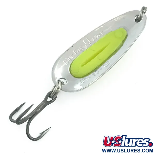  Blue Fox Pixee UV (світиться в ультрафіолеті)​, карбований нікель/жовтий, 4,5 г, блесна коливалка (колебалка) #5576