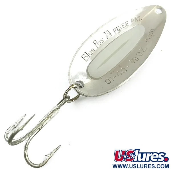  Blue Fox Pixee (світиться в темряві), карбований нікель/білий Glow - світиться в темряві, 24 г, блесна коливалка (колебалка) #5615