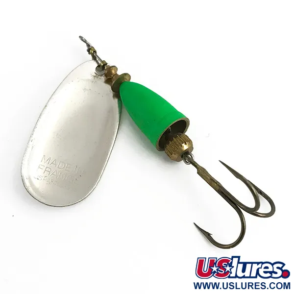  Blue Fox Super Vibrax 5 UV (світиться в ультрафіолеті), срібло/зелений, 13 г, блешня оберталка (вертушка) #5929