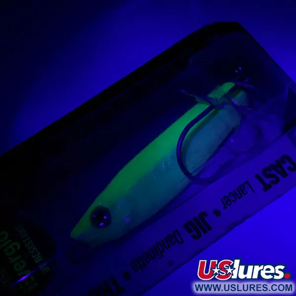 Luhr Jensen Crippled Herring UV (світиться в ультрафіолеті та в темряві), білий/зелений UV Glow - світиться в темряві та ультрафиолете, 21 г, блесна коливалка (колебалка) #5921