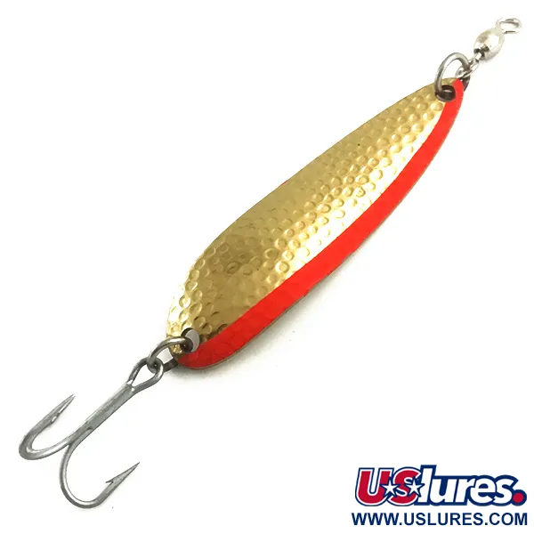  Блесна Luhr Jensen Krocodile DIE #5 UV (світиться в ультрафіолеті), Карбоване золото/червоний, 23 г, блесна коливалка (колебалка) #5954
