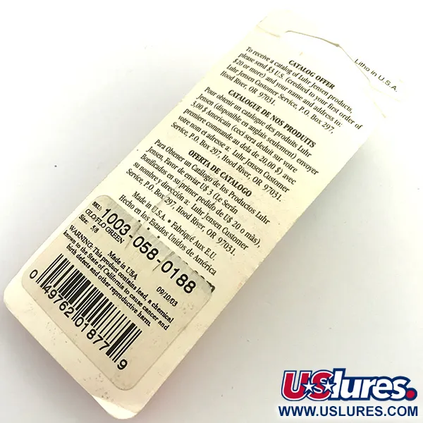 Luhr Jensen Krocodile DIE #4 (світиться в темряві), білий/зелений, 19 г, блесна коливалка (колебалка) #5971