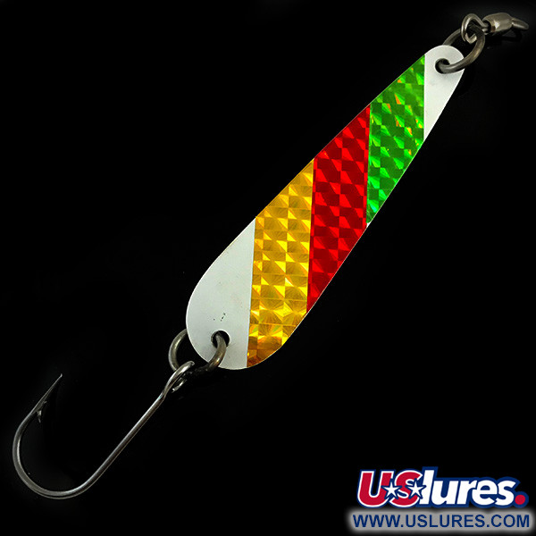 Luhr Jensen Needlefish, білий/червоний/жовтий/зелений, 11,5 г, блесна коливалка (колебалка) #5977