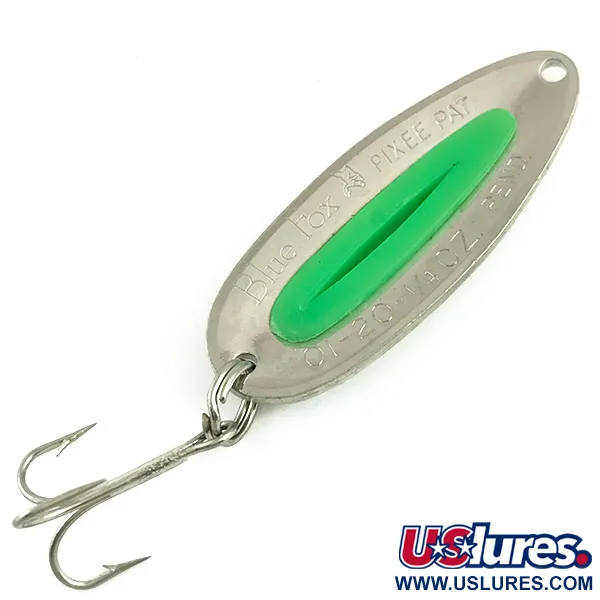  Blue Fox Pixee UV (світиться в ультрафіолеті), карбований нікель/зелений, 7 г, блесна коливалка (колебалка) #5986