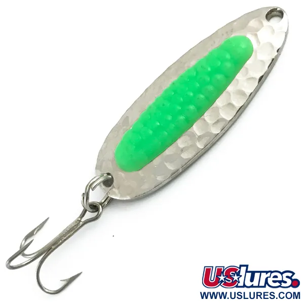  Blue Fox Pixee UV (світиться в ультрафіолеті), карбований нікель/зелений, 7 г, блесна коливалка (колебалка) #5986