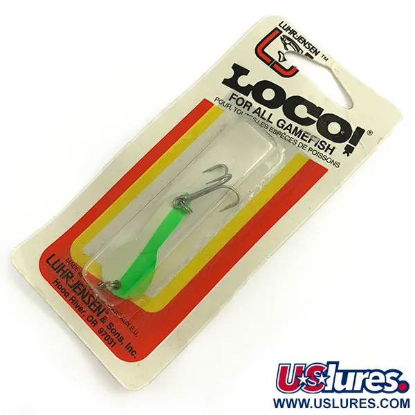 Luhr Jensen Loco 1(світиться в темряві), білий/зелений, 4 г, блесна коливалка (колебалка) #6000