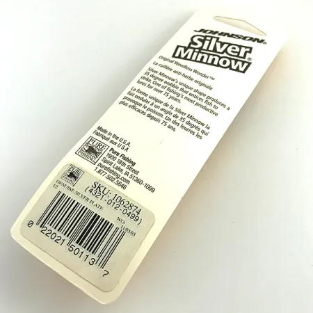 Незачіпляйка Johnson Silver Minnow, покриття сріблом, з пелюсткою, срібло/покриття справжнім сріблом, 14 г, блесна коливалка (колебалка) #7548