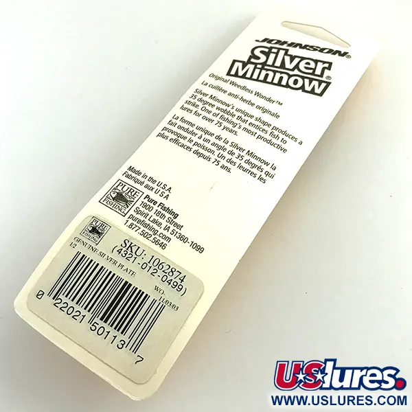 Незачіпляйка Johnson Silver Minnow, покриття сріблом, з пелюсткою