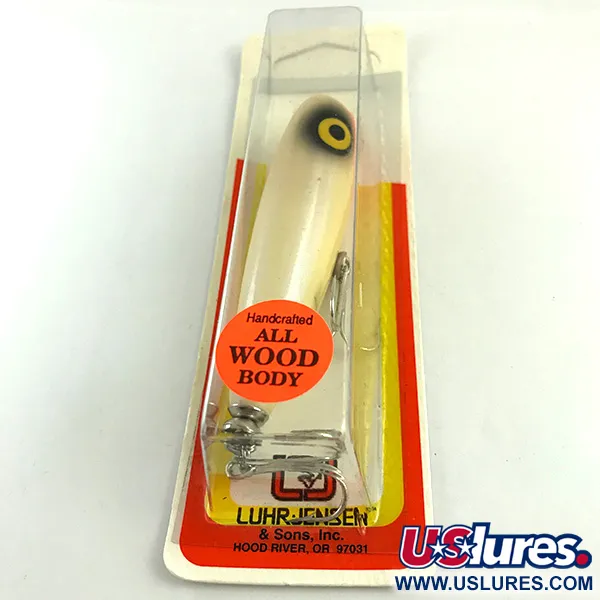  P.J.POP Luhr Jensen дерево, ручна робота​, білий перламутр з фіолетовим відливом/помаранчевий, 17 г, воблер #6046