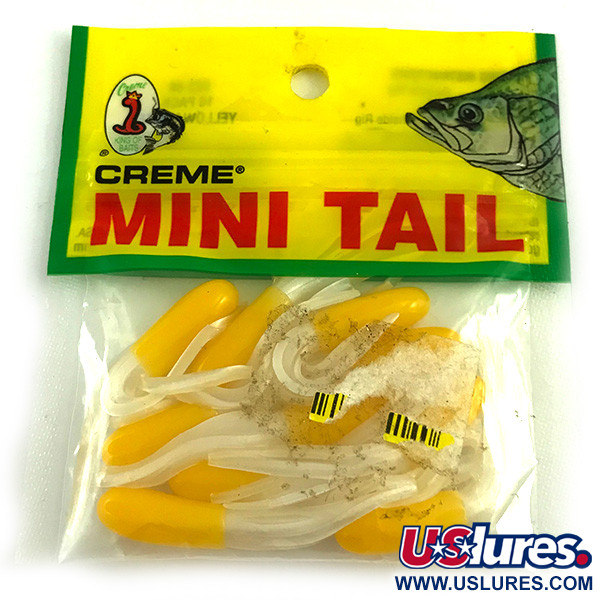 Creme Lure Co Creme Mini Tail, силікон, жовтий/білий, , до рибалки #6050
