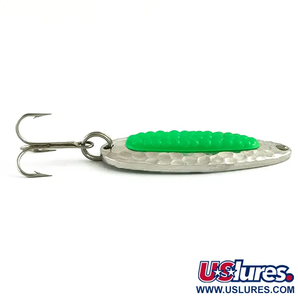  Blue Fox Pixee UV (світиться в ультрафіолеті), карбований нікель/зелений, 7 г, блесна коливалка (колебалка) #6107