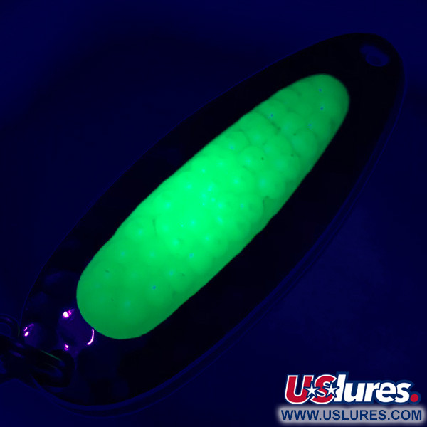  Blue Fox Pixee UV (світиться в ультрафіолеті), карбований нікель/зелений, 7 г, блесна коливалка (колебалка) #6107