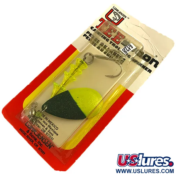 Luhr Jensen TEE Spoon UV (світиться в ультрафіолеті), зелений/неоновий жовтий світиться в ультрафіолеті, 14 г, блешня оберталка (вертушка) #6128
