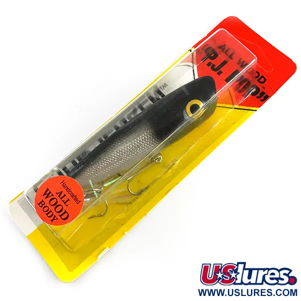  P.J.POP Luhr Jensen дерево, ручна робота, срібло/чорний, 17 г, воблер #6898