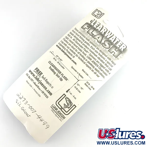 Luhr Jensen ClearWater Flash UV (світиться в ультрафіолеті), срібло/Карбоване срібло/неоновий зелений, 7 г, блешня оберталка (вертушка) #6154