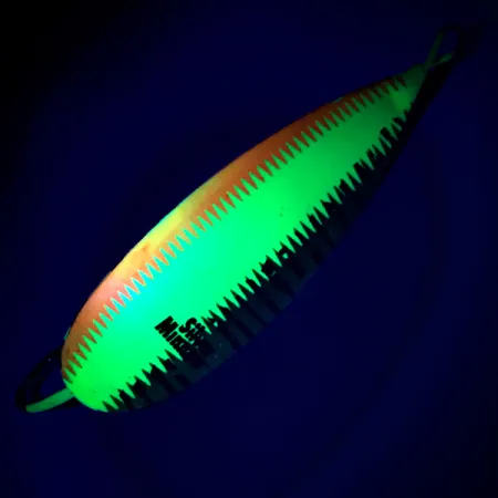 Незачіпляйка Johnson Silver Minnow UV (світиться в ультрафіолеті), помаранчевий/зелений/жовтий/нікель/UV - світиться в ультрафіолеті, 21 г, блесна коливалка (колебалка) #6237