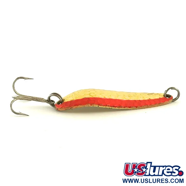 Luhr Jensen Krocodile DIE #3 UV (світиться в ультрафіолеті), Карбована латунь/помаранчевий, 10 г, блесна коливалка (колебалка) #6349