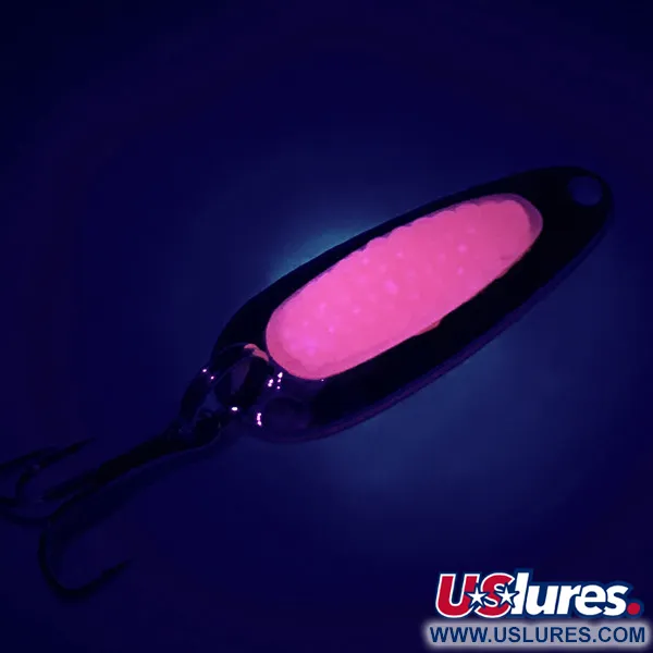  Nebco Pixee UV (світиться в ультрафіолеті), карбований нікель/рожевий, 4,5 г, блесна коливалка (колебалка) #6369