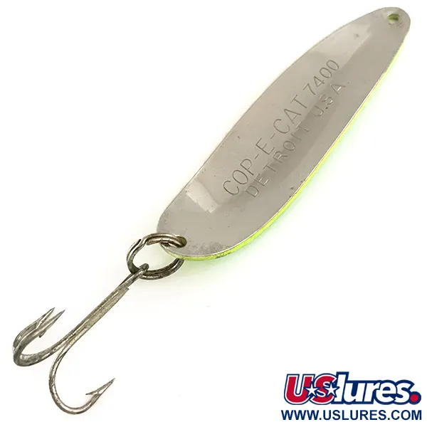 Eppinger Dardevle Cop-E-Cat 7400 UV (світиться в ультрафіолеті), жовтий/зелений/нікель, 14 г, блесна коливалка (колебалка) #6379