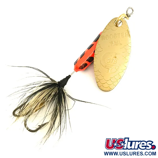 Yakima Bait Worden’s Original Rooster Tail, золото/червоний/чорний UV - светится в ультрафиолете, 3,5 г, блешня оберталка (вертушка) #6408