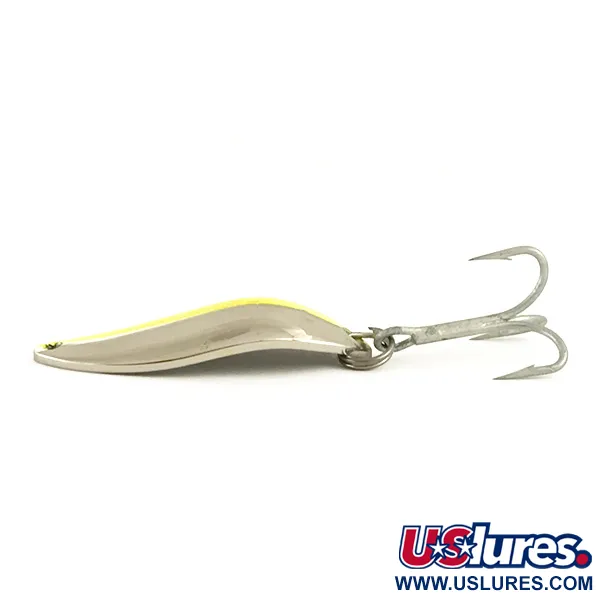 Luhr Jensen Krocodile Stubby UV (світиться в ультрафіолеті), нікель/жовтий UV - світиться в ультрафіолеті, 14 г, блесна коливалка (колебалка) #6437
