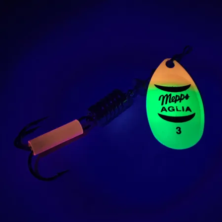 Mepps Aglia 3 Fluo UV (світиться в ультрафіолеті), Fluo Tiger, 7 г, блешня оберталка (вертушка) #6456