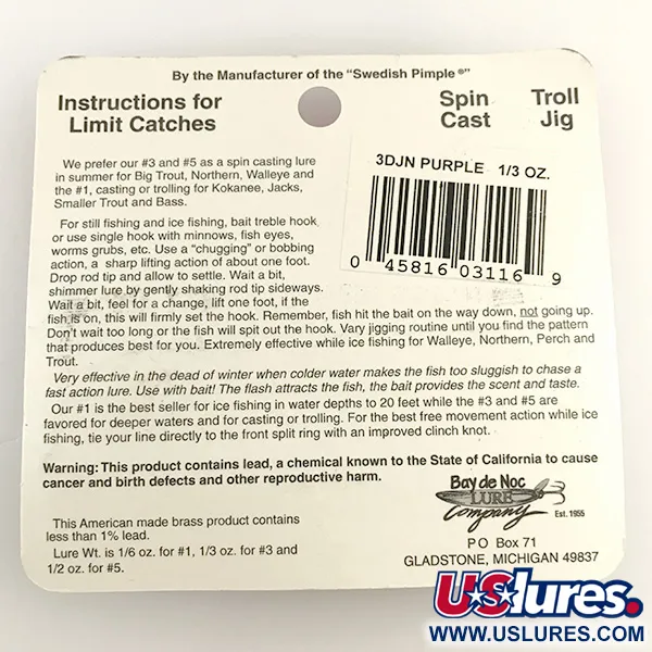 Bay de Noc Do-Jigger, нікель/фіолетовий, 9 г, блесна коливалка (колебалка) #6573