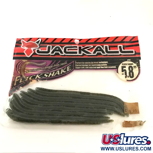  Jackall Flick Shake Worm, силікон 7 шт., Green Pumpking Pepper, , до рибалки #6679