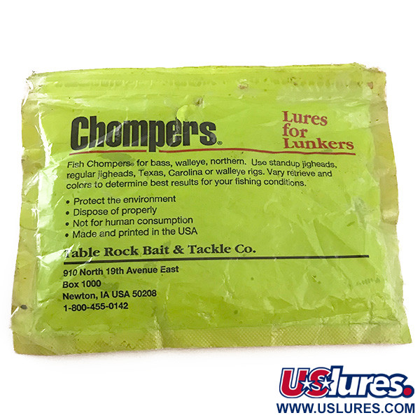  Chompers Single Tail Grub, 15 шт., Chartreuse Pepper​, , до рибалки #6681