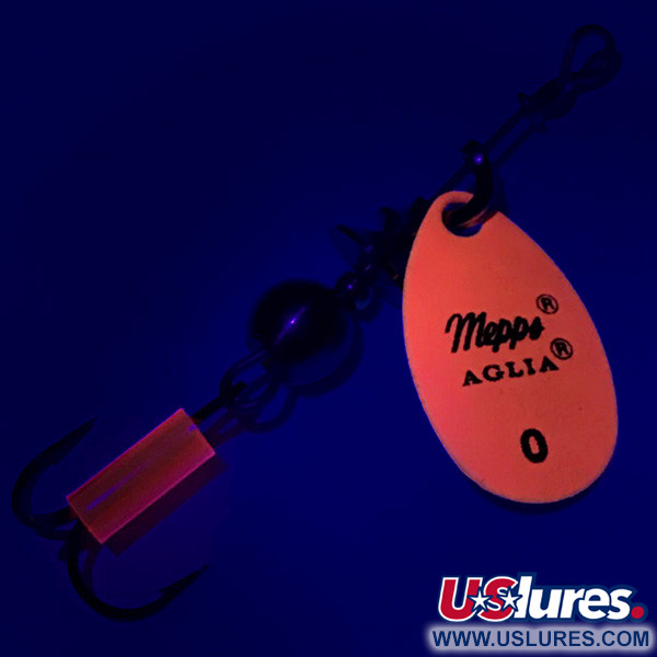  Mepps Aglia 0 UV (світиться в ультрафіолеті), неоновий помаранчевий/золото, 2,5 г, блешня оберталка (вертушка) #7198
