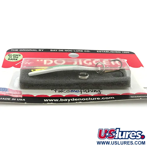 Bay de Noc Do-Jigger 1, білий/зелений Glow - світиться в темряві та в ультрафиолете, 5 г, блесна коливалка (колебалка) #6736