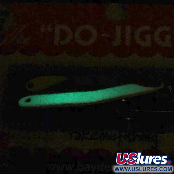 Bay de Noc Do-Jigger 1, білий/зелений Glow - світиться в темряві та в ультрафиолете, 5 г, блесна коливалка (колебалка) #6736