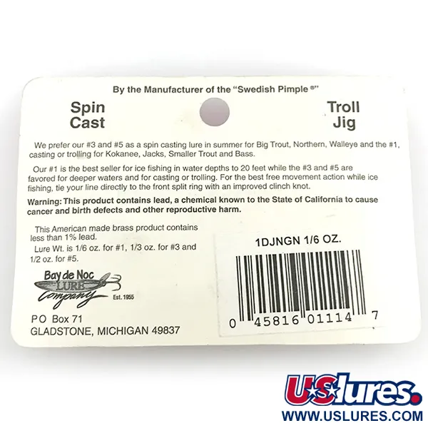 Bay de Noc Do-Jigger 1, нікель/зелений/червоний/жовтий, 5 г, блесна коливалка (колебалка) #6799