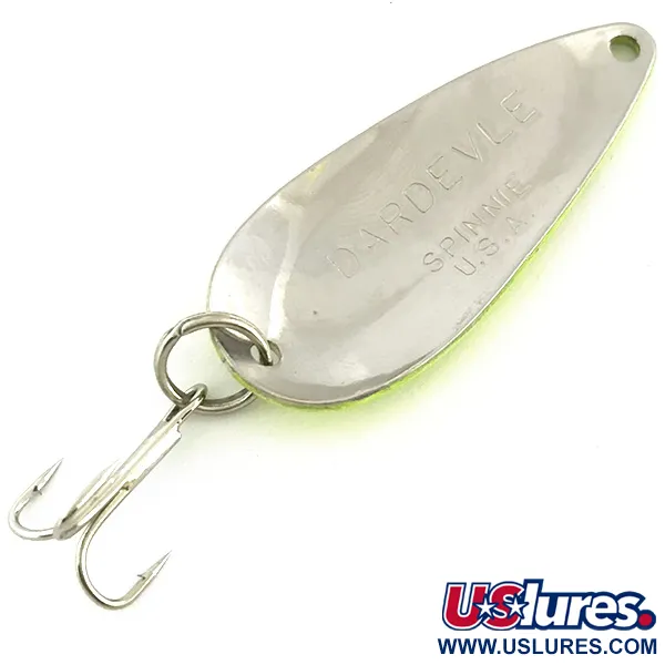 Eppinger Dardevle Spinnie UV (світиться в ультрафіолеті), неоновий зелений/нікель, 9 г, блесна коливалка (колебалка) #6803