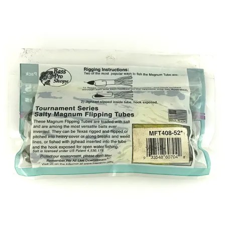 Bass Pro Shops Salty Magnum Flipping Tubes, силікон, 8 шт., Green Pumpkin Chartreuse Skirt, до рибалки #6833