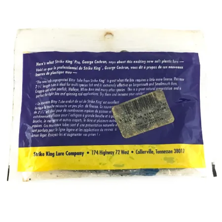 Strike King Bitsy Tube, силікон, 10 шт., Blue Flake, до рибалки #6953