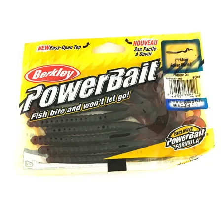 Berkley Power Worm, силікон, 9 шт., Motor Oil, до рибалки #6957