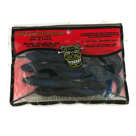 Wave Worms, силікон 6 шт.,  Black/Blue Glitter, до рибалки #6959