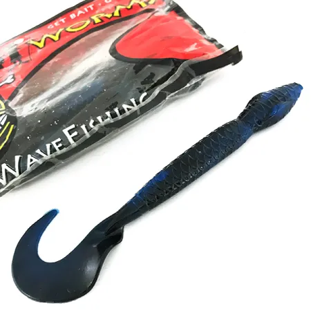 Wave Worms, силікон 6 шт.,  Black/Blue Glitter, до рибалки #6959