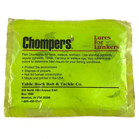 Chompers Single Tail Grub, 8 шт., Chartreuse Pepper, до рибалки #7088