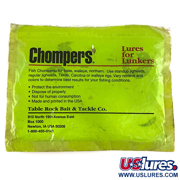  Chompers Single Tail Grub, 8 шт., Chartreuse Pepper, , до рибалки #7088