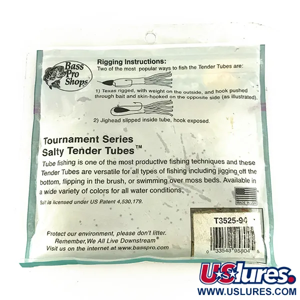 Bass Pro Shops Salty Tender Flipping Tubes, силікон, 7 шт., Green Pumpkin , до рибалки #7089