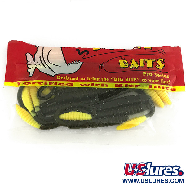  Big Bite Baits Jeff Kriet - Squirrel Tail Worm, силікон, 10 шт., Green Pumpkin Chart Tail, , до рибалки #7093