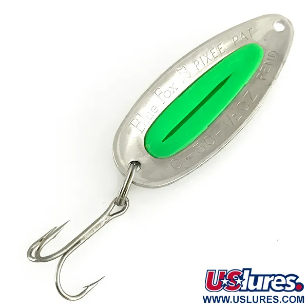  Blue Fox Pixee UV (світиться в ультрафіолеті), карбований нікель/зелений, 14 г, блесна коливалка (колебалка) #7112