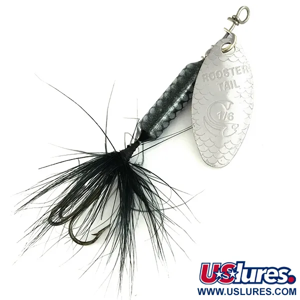 Yakima Bait Worden’s Original Rooster Tail, срібло/чорний, 4,7 г, блешня оберталка (вертушка) #12588