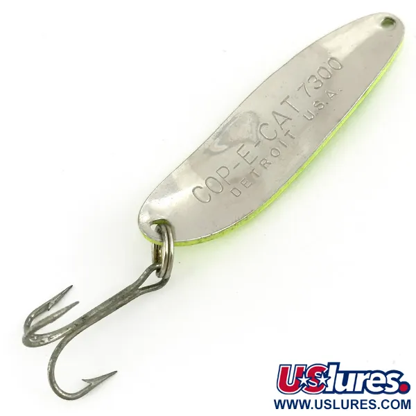Eppinger Dardevle Cop-E-Cat 7300 UV (світиться в ультрафіолеті), Шартрез/хром, 10 г, блесна коливалка (колебалка) #15743