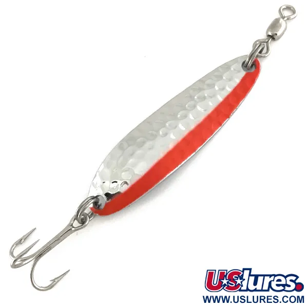  Luhr Jensen Krocodile DIE #3 UV (світиться в ультрафіолеті), карбований нікель/помаранчевий, 10 г, блесна коливалка (колебалка) #7448